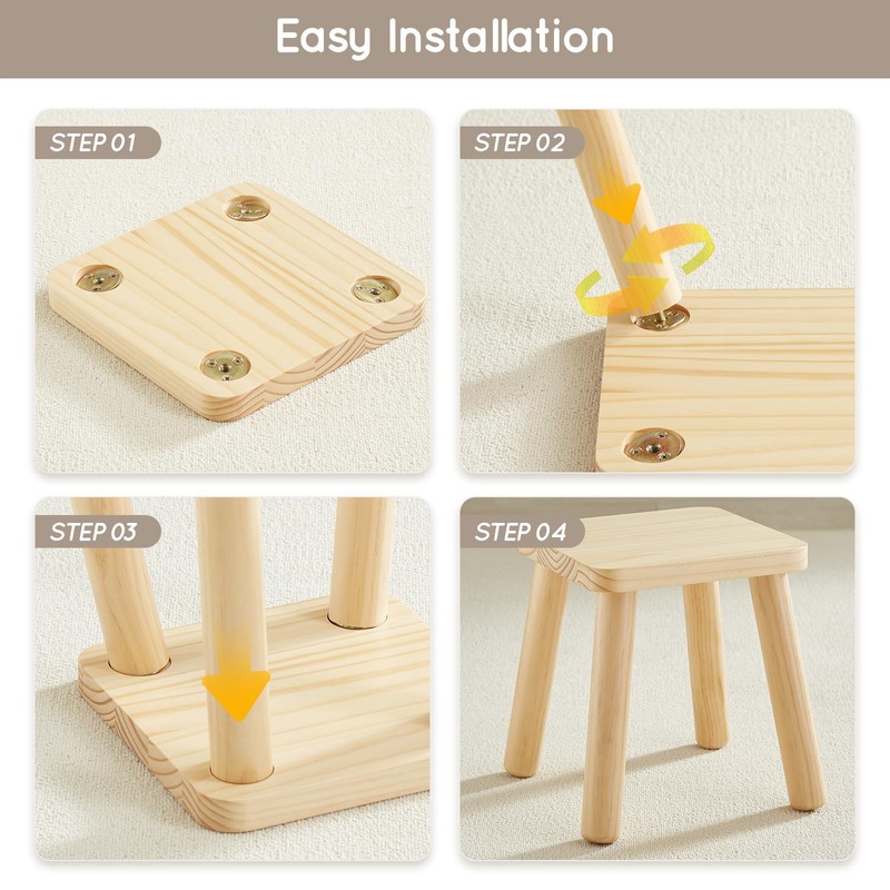 Beright Wooden Step Stools for Kids, Children's Stool fit with