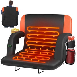 Slendor Dual-Sided Heated Stadium Seats for Bleachers with Back Support, 3 Levels Heating Bleacher Seat with Backs and Cushion Armrests Reclining - size: 25in 2pc