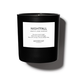 Moodcast Nightfall Scented Candle – Aesthetic Candle for Home, Peppercorn, Ginger & Sandalwood, Clean Coco Wax Blend, Vegan, Paraben-Free, 45-Hour Long Lasting Burn – 8oz