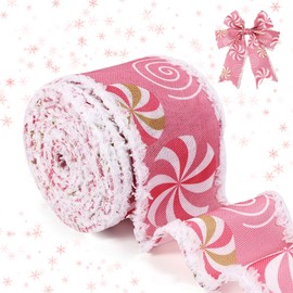 Pink Christmas Ribbon, Pink Christmas Ribbon Wired Pink Christmas Ribbon for Tree, Pink Ribbon for Christmas Tree Ribbon Pink Holiday Ribbon for Crafts DIY 2.5 inch