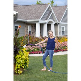 Dramm One Touch Rain Wand with 9 Pattern Adjustable Spray Head & One Touch Thumb Controlled On/Off Valve, for Garden, Yard, Watering Plants, Hanging Baskets, Blue, 16 Inches Long