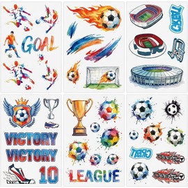 Tatuajes Temporales de Fútbol Acuarela, Stickers Soccer Coloridos con Diseño Artístico, Calcomanías del Mundial, para Fiesta, Eventos y Fotos (Modelos aleatorios)