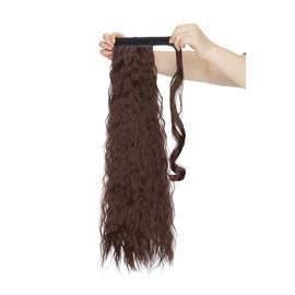 Clip-In Ponytail Hair Extensions Like Real Hair, Magic Paste Wrap Around Ponytail Hairpiece for Women, 66 cm, Wavy Medium Brown