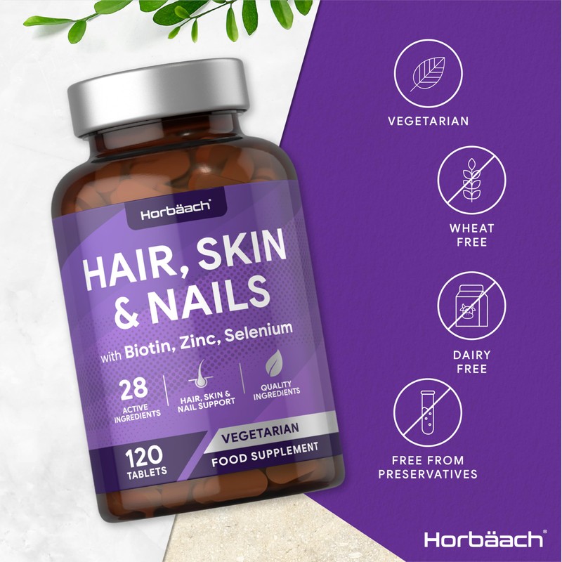 Hair Skin and Nails Vitamins | with Biotin, Zinc and