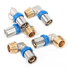 LTWFITTING Press Fitting with Angle 90° with 1/2 Inch External Thread for Composite Pipe 16.0 mm Pipe Multilayer Composite Pipe (Pack of 5)