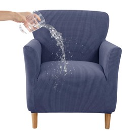 CRFATOP Stretch Mid Century Modern Armchair Slipcover 1-Piece Jacquard Accent Chair Covers with Arms Soft Waterproof Chair Slipcovers for Living Room Furniture Protector Office Reading,Navy