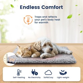 Ultra Soft Cat Bed Mat 24 x 18 Inch Cozy Pet Cushion with Non-Slip Bottom Washable Self-Warming Sleep Dog Pad for Crates Carriers