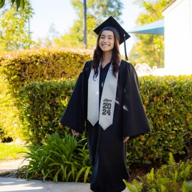 Endea Graduation Stole Class of 2024 With Classic Tips - Unisex Adult - 62" Long - Graduation Sash (Silver)
