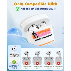 Toyuma for AirPods 4 Case - Cute Kawaii Cartoon Funny 3D Soft Silicone Case with Keychain & Cleaner Kit - Protective Case for Airpods 4, White