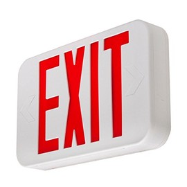 LFI Lights | Red Exit Sign | All LED | White Thermoplastic Housing | Hardwired with Battery Backup | Optional Double Face and Knock Out Arrows Included | UL Listed | (1 Pack) | LEDJR-R