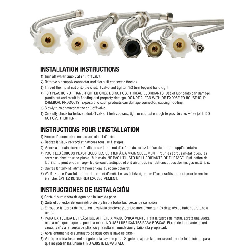 Fluidmaster 12IM72 Braided Stainless Steel Ice Maker Connector Water Line
