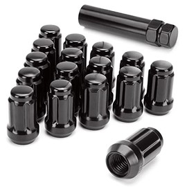 M12x1.5 ATV Wheel Lug Nuts,16pcs 12x1.5 6 Spline Drive Aftermarket Lug Nuts Black with 19mm/21mm Hex Socket Key, Compatible with Polaris Ranger XP RZR 900 1000 General 1000 Pioneer 500 700 1000
