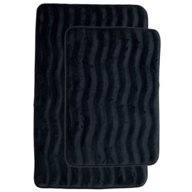 Lavish Home 2 Piece Memory Foam Bath Mat, Black