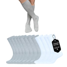 BALENZIA Crew Men's Socks | Pack of 6 | Formal Crew Cotton Solid Color Full Length Lightweight Casual Business Regular Sock