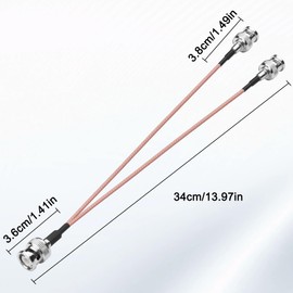 MEIRIYFA RG316 BNC Splitter Coax Cable BNC Male to Dual Male 50Ohm Y Splitter Coaxial Connector Extension Cable for Cameras,Video Equipmen,CCTV System (34CM)