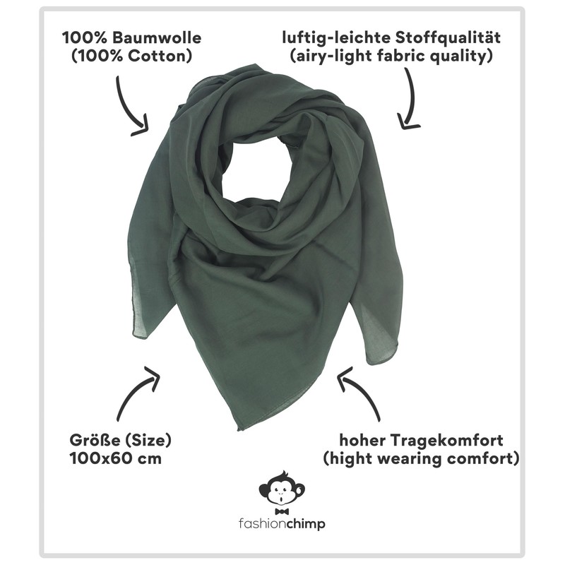 fashionchimp Basic Triangular Scarf in Plain Colours Made of 100%