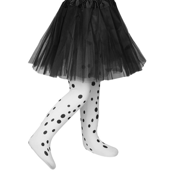 Dalmatian Tights for Children White and Black Tights Elastic Soft Dalmatian Socks for Costume Easter Carnival Christmas for Ages 6 to 12