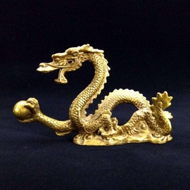 Dragon Figurine Copper 4 Equal Single Dragon [Feng Shui Good Luck Goods Feng Shui Goods Feng Shui Items/Dragons/Figurine/Decor/Toppers/Good Luck]