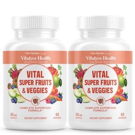 VITAL NUTRITIVE Vital Super Fruits  Veggies - Cápsulas De Superalimentos Diarios Para Adultos - Suplementos De Frutas Y Verduras Para Aumentar La...  