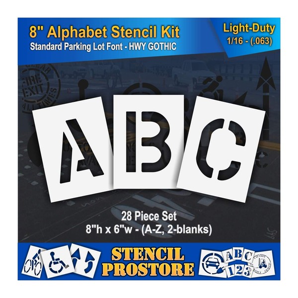 Pavement Stencils - 8 inch Alphabet KIT Stencil Set -