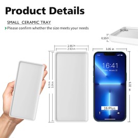 Gurygo 6" Small Ceramic Bathroom Tray for Kitchen Counter - Rectangle Ceramic Sink Tray for Bathroom Counter - Porcelain Dispenser Organizer for Kitchen Bathtub Counter, White