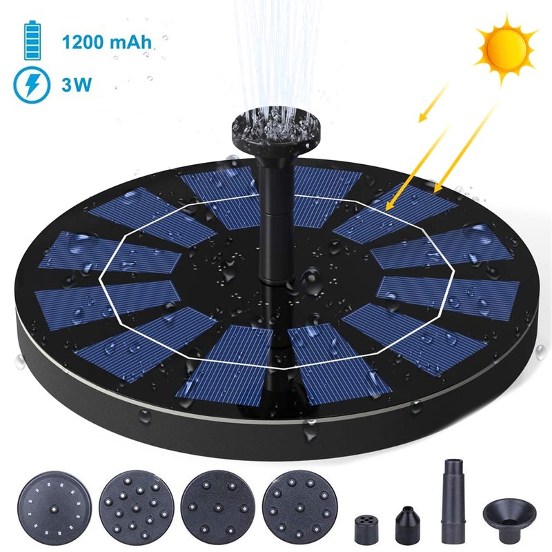 3W Solar Fountain Pump Circle Solar Fountain for Pond Bird