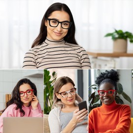 Hubeye 3 Pack Oprah Style Reading Glasses for Women Men Blue Light Blocking Computer Square Readers with Spring Hinge +2.75