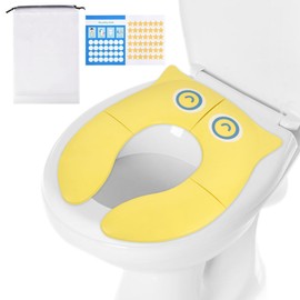 HOTUT Folding Travel Toilet Seat,Folding Travel Potty Seat for Boys and Girls with Toilet Training Reward Chart,Folding Toilet Seat with Storage Bag,Folding Potty Training Seat for Kids