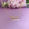 YSAHan Script Name Necklace with Sideways Cross Charm Monogram Nameplate