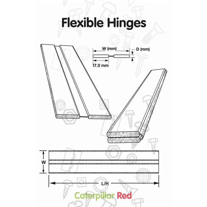4 x 100mm Low Profile Flex Hinges, Flexible Living Hinges,