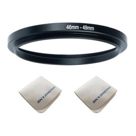 46mm Lens to 49mm Camera Lens Adapter 46mm to 49mm Step Up Ring Adapter Ring for All Brands of UV ND CPL, with Premium Lens Wiping Cloth 2 Pack (46mm-49mm)