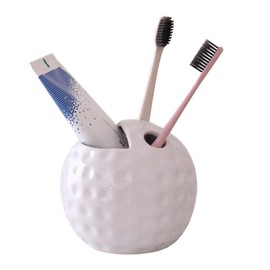 WAIT FLY Golf Shape Ceramic Toothbrush Holder, Toothbrush Organizer and Toothpaste Holder for Bathroom Vanity and Countertops Decor-White-1 PCS