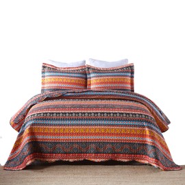 MarCielo 3 Piece Bohemian Quilt Bedspread Set B012 (King)
