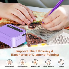 Diamond Art Painting Pen, 1500mAh Rechargebale Vacuum Diamond Art Pen Kits for Adults with USB Charge, Electric Diamond Art Accessories Tools with Storage Tray, 3 Mode Suction and Low Noise (Purple)