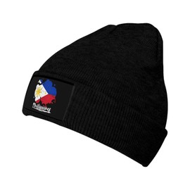 ASYG Cute Philippines Flag Winter Beanie Hats for Men Women Soft Warm Filipino Skull Knit Hat Ski Cap Black