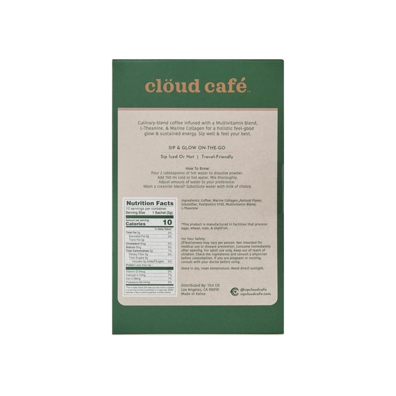 Clöud Café Collagen Infused Cold Brew Instant Coffee Packets -