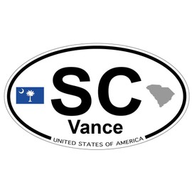 US Decal, Inc. Vance, South Carolina Oval Sticker with State Flag