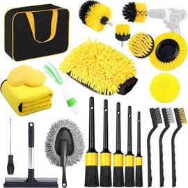 Kit de Limpieza para Auto de 23 Piezas – Juego de Cepillos para Detalles de Coche – Lavado Interior, Exterior y Ruedas – Cepillos de Detalle Automotriz – Suministros Profesionales (Azul 23pzs)