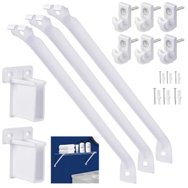 12 Inch Wire Shelf Brackets Set, Includes 6 Wire Shelf Clips and 2 End Brackets,Suitability for Wardrobe and Wall Bracket Installation (1)