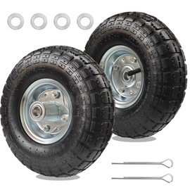 EAGWON 10" Heavy Duty 4.10/3.50-4 Solid Rubber Tire & Wheel Set for Gorilla Cart Tires, Garden Carts, Hand Trucks, Snowblower Wheels | 5/8" Bearings, 2.2" Hub Offset (2-Pack)