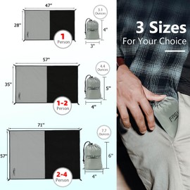 Frelaxy Pocket Picnic Blanket, Waterproof Beach Blanket, Compact Camping Blanket, Lightweight Outdoor Blanket for Beach Festival Camp Picnic Hiking Travel (Grey, 57'' x 71'')