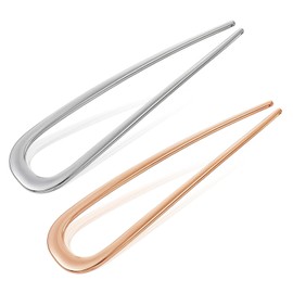 2 Stück French Hair Pin Metall Haarnadeln für Dickes Haar, Französische Haarnadel, U Förmige Haarnadeln, Haargabeln Groß Haarpin Haarstäbchen für Frauen Styling Haar Accessoires (Gold und Silber)