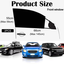 Pack of 2 Car Window Covers, Car Sun Visor, Universal Elasticity Sun Visor, Car Net Sun Protection, Car Side Window, Applies to Saloons, SUVs and Off-Road Vehicles (Black)