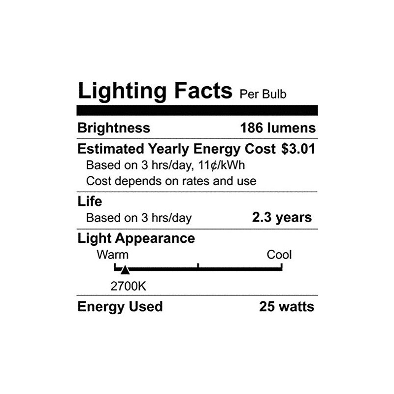Satco A3922 130V Candelabra Base 25-Watt G16.5 Light Bulb, Clear