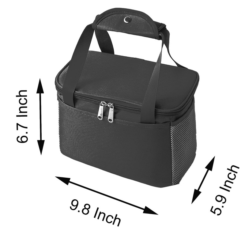 Yansanido 6L Thickened Black Reusable Insulated Lunch Bag for Women