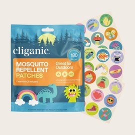 Cliganic Natural Mosquito Repellent Patches (Positive Vibes) - DEET-Free, Travel-Friendly Stickers for Kids & Adults with Citronella Oil:_180 Count