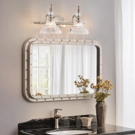 HDDFL Bathroom Light Fixture 2 Lights Brushed Nickel Vanity Lighting Fixtures Modern Wall Sconces Wall Lights for Bedroom Bathroom Hallway Living Room