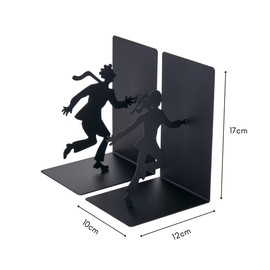 Baroni Home Bookends, Bookends for Shelf, Book Holder for Office, Living Room and Bedroom, Dancing Couple Him and Her, Black, 12 x 10 x 17 cm