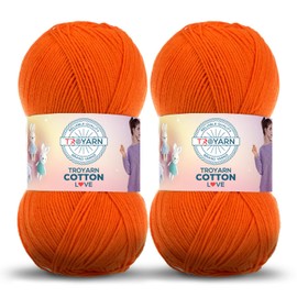 Troyarn Cotton Love (paquete de 2 madejas) 55% algodón, 45% hilo acrílico (2 x 3.5 onzas - 2 x 100 gr)/(2 x 360 yardas-2 x 330 mt) (11337-granada)