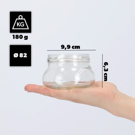 KADAX Jam Jars 300ml with fi82mm Screw Lids Small Mason Jars for Honey and Spices Jam Jars with Lids Airtight Jars for Gifting (Heart, Pack of 50)